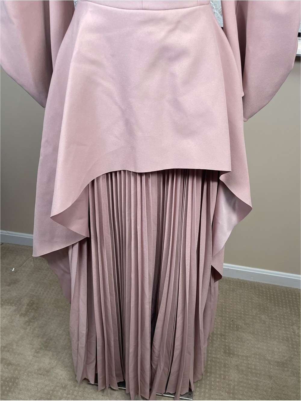 SOLACE LONDON Maia Draped Pleated Long Sleeve Crepe Peplum Maxi Dress Size 4 - Picture 6 of 9